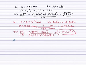 SOLVED: Calculate the absolute temperature of the gas at which 3.43*10- mol occupies 468 mL at 760 torr Express the temperature In kelvins to three significant digitsAzdSubmitRequest AnswerPart €CCalculate the pressure, in atmosphoros if 2.45*10 mol occupies 415 mL at 132 Express the pressure In atmospheres to thrce significant digits.AzdaGmSubmitRequest Answer