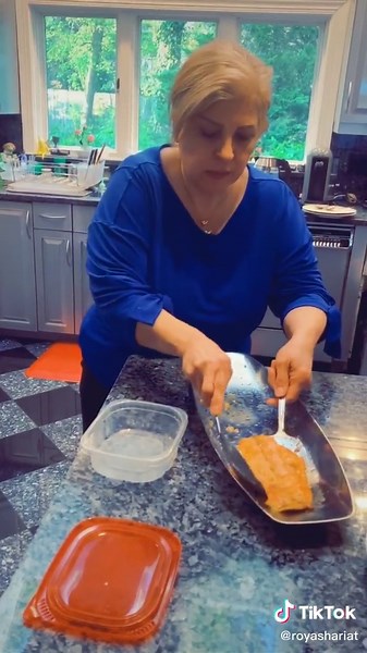 My mom always picks the right size Tupperware pt. 14 #fyp feat. herbed rice w/crispy potato crust, salmon, and salad