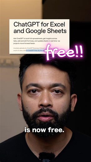 🔥 ChatGPT is now free for Excel & Google Sheets #chatgpt #exceltips #spreadsheet