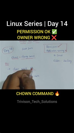 Linux Day 14🔥chown command #Linux #chown #LinuxPermissions #DevOps #LinuxForBeginners #Shorts #viral