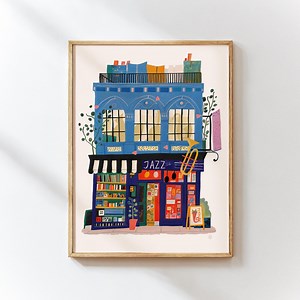 NYC Jazz Club Art Print, Digital Colorful Music Café Poster, Jazz Bar Wall Decor, Musical City Art, Home Office Art, Gift for Jazz Lovers - Etsy