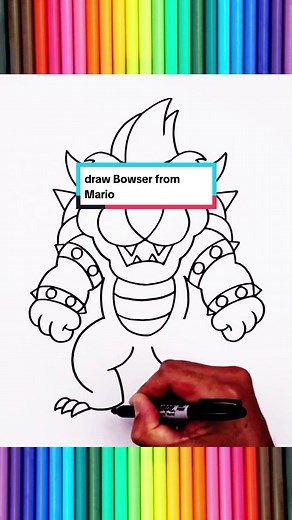 how to draw simple Bowser - #howtodraw #drawingtutorial #christmas #mario #bowser #supermariobros