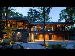 Modern Cabin House Design with Stone and Wood