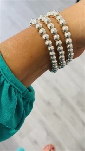 Sterling Silver 6mm Beaded Bracelet Stretchy Stacking Jewelry Optional Heart Charm - Etsy