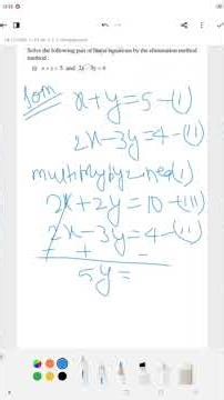 Solve pair of linear equations elimination method x+y =5#class10th #maths #trending #viral
