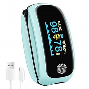 Rechargeable Fingertip Pulse Oximeter - Blood Oxygen Saturation Monitor for Home, Outdoor Sports, Wide Use (Blue)