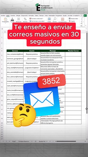 Envía rápidamente correos masivos en Excel. 😎📌 #excel #exceltutorial #exceltips | FAE - Formación Académica Excel
