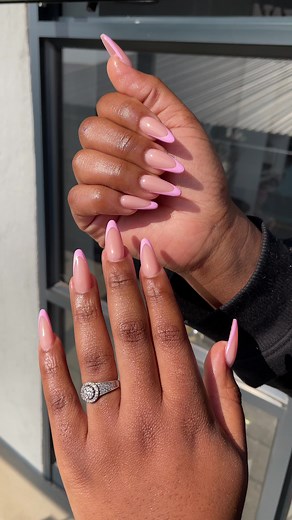Almond Frenchies #nellmapiusnailtech #tiktoksouthafrica🇿🇦 #tiktoknails💅🏼 #pretorianailtech #cospacepretoria #nails🇿🇦 #fyp #frenchnails