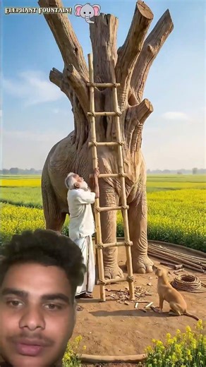 Craftsman creates amazing Giant Elephant Fountain from tree 🐘 #ai #house #craftsai, house, crafts