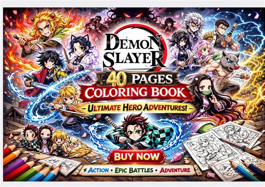Printable Demon Slayer Coloring Pages for Kids Demon Warrior Coloring Book, Instant Download Coloring Sheets, Anime Coloring Book PDF - Etsy