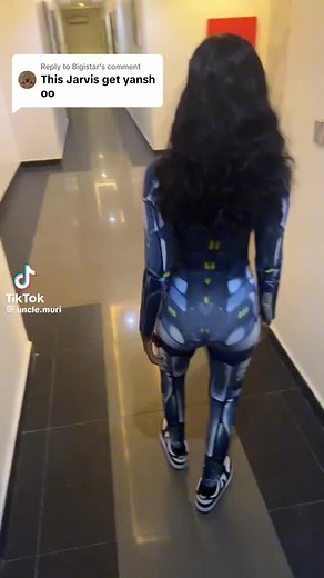 Futuristic Blue and Black Full-Body Suit Walkthrough