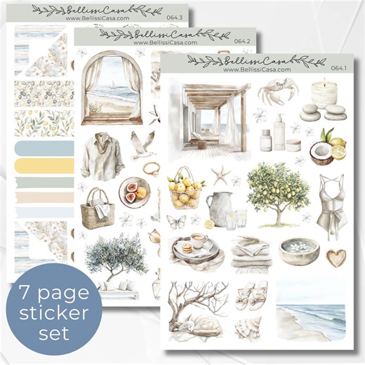 Seasonal Planner Sticker Sheets, Warm Summer Breeze Calendar Planner Journaling Sticker Set, Watercolor Bullet Journal Sticker Pack 064 - Etsy