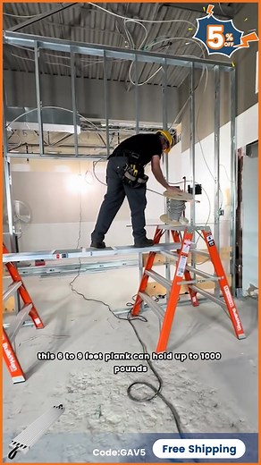 😩 Tired of unstable ladders while working? 💪 8–13ft aluminum work plank up to 440 lbs ⚙️ Adjustable, anti-slip & lightweight for easy setup 🏗️ Perfect for painting, roofing & construction sites | Garvee