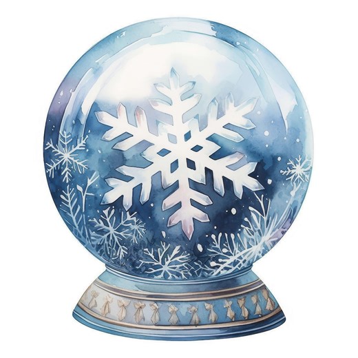 14 Snowflake Christmas Clipart, Snow Globe Images Illustration, Printable Watercolor Clipart, High Quality JPG, Commercial Use, Paper Craft - Etsy Australia