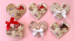 【バレンタイン 折り紙】簡単 可愛い ハート 折り方 お菓子や小物が入る！ Origami Cute Heart paper craft diy ホワイトデー プレゼント Valentine gift – 折り紙チャンネル Origami Paper Craft