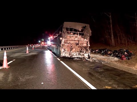 Bus carrying Mass. middle school students catches fire