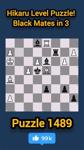 Hikaru Level Puzzle! Black Mates in 3 #chess #shorts