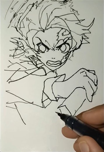 🔥How to Draw Tanjiro Fast & Easy! 💥#shorts #tanjiro #animeart