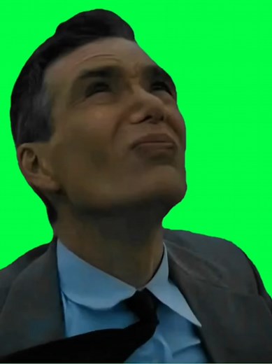 Oppenheimer looks upward with a tense, worried expression—perfect for reaction edits, dramatic remixes, and green screen memes. This cinematic stare-down captures the weight of the moment and is ready for you to add captions, sounds, or edits to make it viral on TikTok. #OppenheimerMeme #ReactionMeme #GreenScreenTemplate #TikTokEdits #FYP