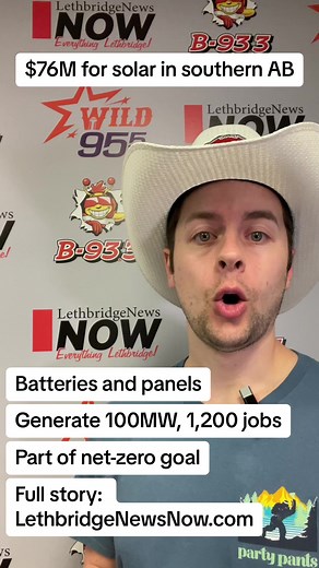 The federal government has announced $76.1 million in funding for an array of solar energy projects in southern Alberta. Learn more at LethbridgeNewsNow.com #YQL #LNN #Alberta #Solar #SouthernAlberta | Lethbridge News Now