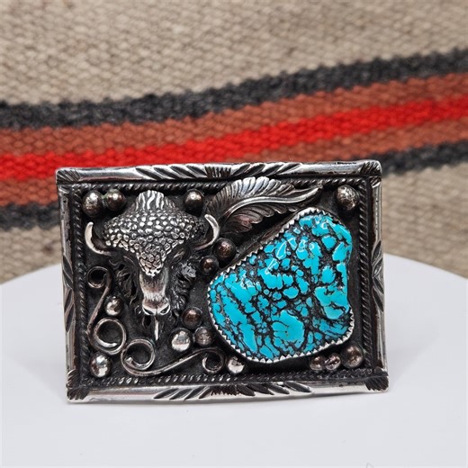 Sterling and Turquoise Vintage Native American Indian Navajo Signed Belt Buckle by Navajo Artist Ron G - Etsy