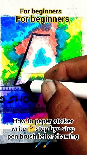 how to paper sticker write 🤔step bye step pen brush letter drawing 🖊️🖌️