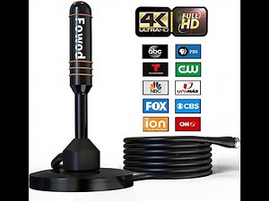 Fowod | HD Digital TV Antenna Small Indoor Outdoor Antennas Includes Magnetic Base and 360°