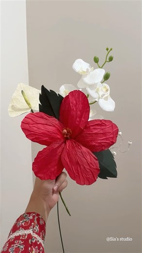 DIY Realistic Tissue Paper Hibiscus Flower 🌺 #shorts #paperflowers