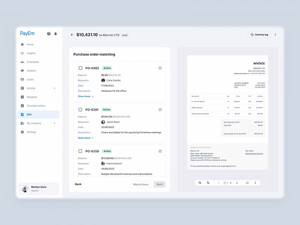 Purchase order matching