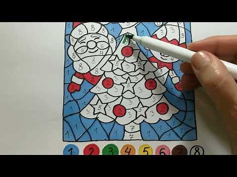Color by Number,Christmas Tree Coloring Pages,Learn colors,for Kids
