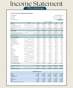 Pro Forma Income Statement Template | 5-year Income & Expense Analysis - Etsy