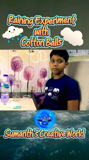 Raining experiment with cotton balls | Science. #easyexperiment #science