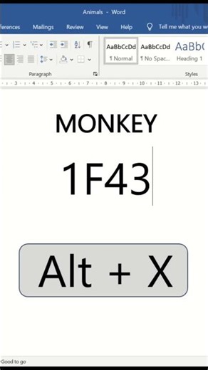 Ms Word keyboard shortcut to insert Monkey face 🐵