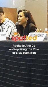 9.7K views · 165 reactions | Rachelle Ann Go talks about reprising the role of Eliza Hamilton in Hamilton's international tour, which starts in Manila. She first played the role in 2017, when she won the Best Actress award from BroadwayWorld UK. | spot.ph | Facebook