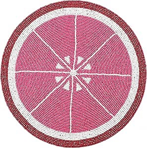 Beaded Placematss for Dinner Table - Single Pack Glass Beads & Polyester Back Table Mats for Coffee Wedding Annersary Dinner Table Decoration Mats (Pink White) - ALPHA Living HOME