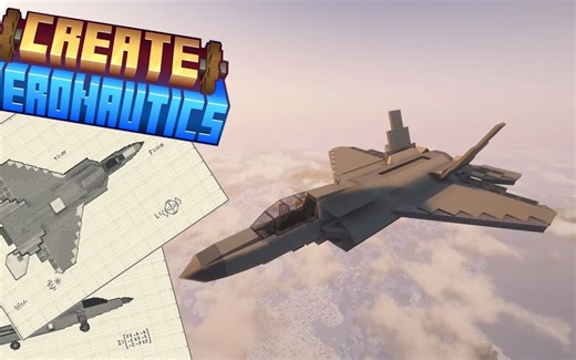 Minecraft用Create模组建造F-22猛禽战斗机