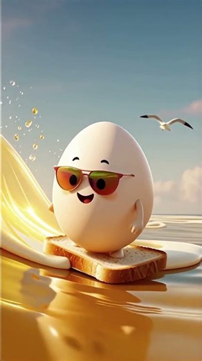 Surfer Egg Rides the Butter Wave! 🥚🏄‍♂️🌊 | Funny Cute Loop Animation