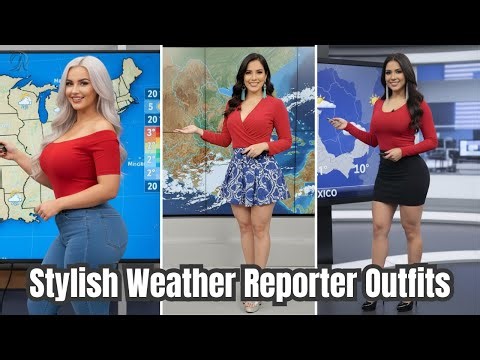 Curvy Weather Presenter Outfits: Denim Jeans Dresses Skirts and Heels