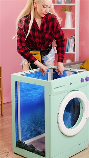 From broken washing machine to epic aquarium! 🧺➡️🐟