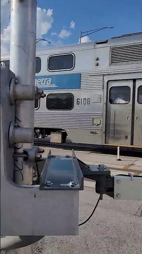 metra train rolling by summertime.