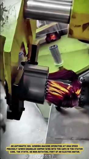 This is the Process of Winding an Electric Motor Stator with an Automatic Machine