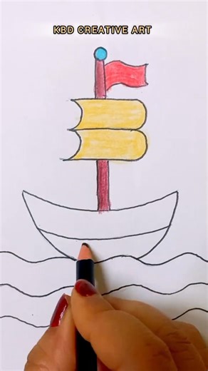 Easy Boat Drawing Tutorial #easydrawing #boatdrawing #drawing #shortsfeed #kbdcreativeart