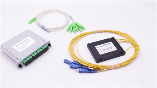 card type fiber optic plc splitter 1*2 1*4 1*8 1*16 1*32 insertion type PLC splitter with SC/APC connectors blister package