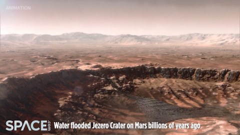 Artist Animation Of Water Flowing Into Ancient Mars Jezero Crater