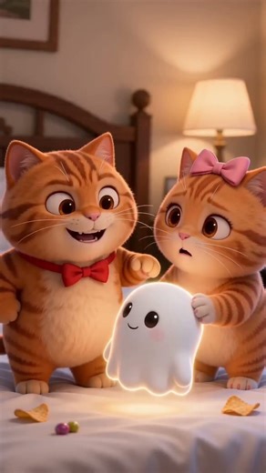 Chubby Cat Series EP09 - They met a cute ghost… in a hotel 😳👻 ⭐ #funnycat #cute #animation
