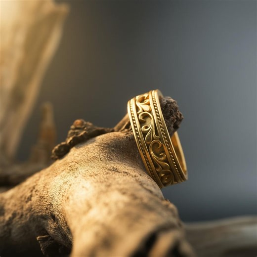 Gold Plated Floral Filigree Ring: Handcrafted Vintage Men's Wedding Band, Ornate Victorian Pattern Jewelry - Etsy