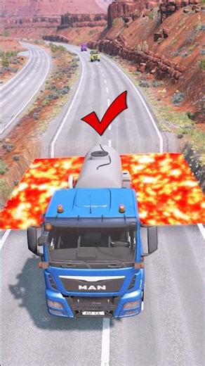 Cars & Cargo Vans vs Giant LAVA Pit - BeamNG.Drive