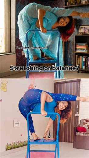 Over stretching on chair #vaibhavlaxmijhala #ytshorts #viral #split #stretching #yogawithchair #love