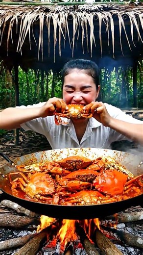 Cook in the Wilderness — Relaxing Forest Cooking ASMR #shorts