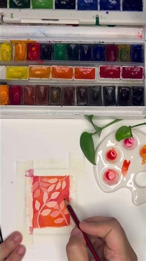 Negative Painting Technique | Watercolor Leaves in Warm Tones 🍂